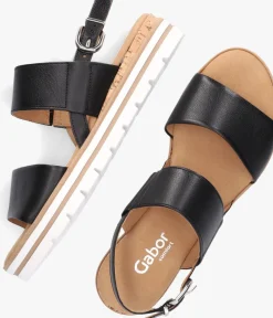 zwarte gabor platte sandalen 774.1