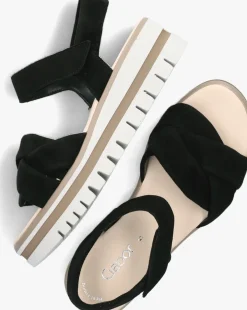 zwarte gabor platte sandalen 622.1