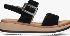 zwarte gabor platte sandalen 744.4