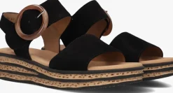 zwarte gabor platte sandalen 550.2