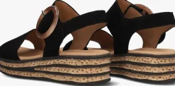 zwarte gabor platte sandalen 550.2