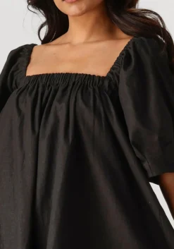 zwarte gestuz mini jurk elarahgz linen short dress