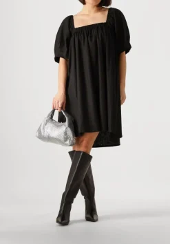 zwarte gestuz mini jurk elarahgz linen short dress