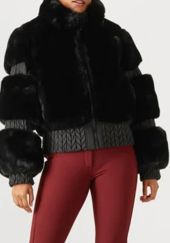 zwarte goldbergh faux fur jas furry ski jacket