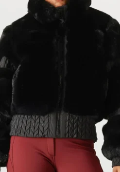 zwarte goldbergh faux fur jas furry ski jacket