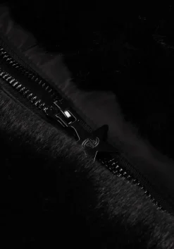 zwarte goldbergh faux fur jas furry ski jacket