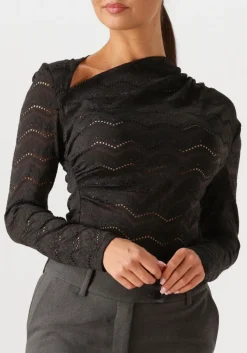 zwarte haute l'amitié blouses lace drape neck blouse