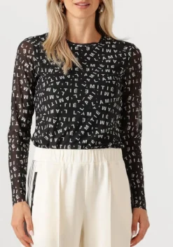 zwarte haute l'amitié top l'amitie mesh ls o-neck