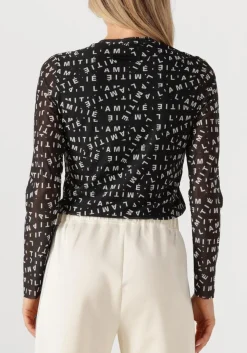 zwarte haute l'amitié top l'amitie mesh ls o-neck