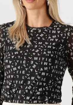 zwarte haute l'amitié top l'amitie mesh ls o-neck