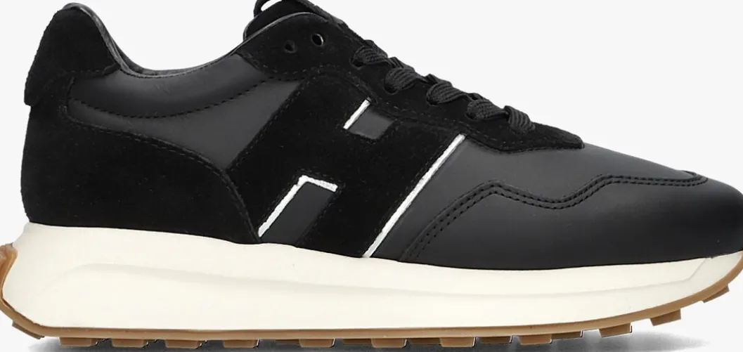 zwarte hogan lage sneakers h641 allacciato h patch