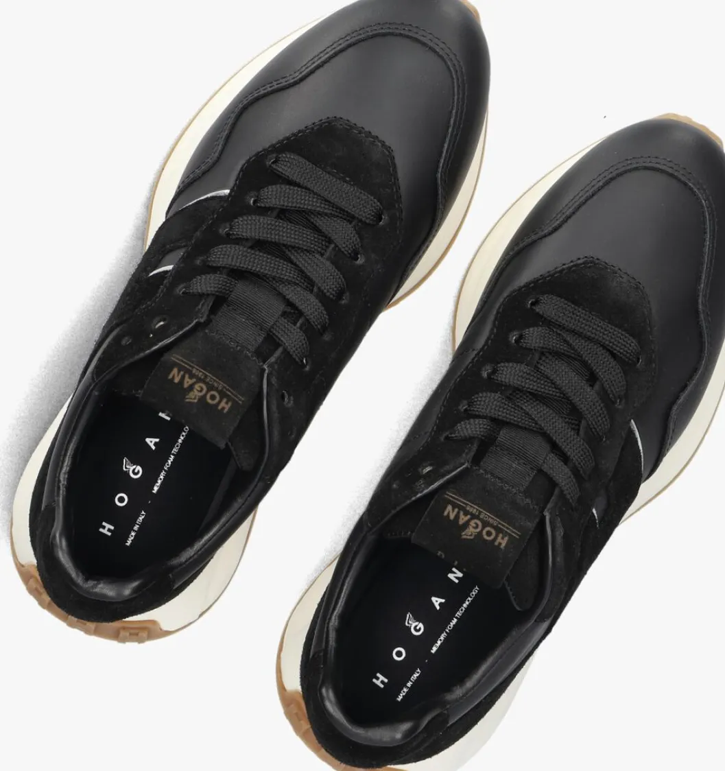 zwarte hogan lage sneakers h641 allacciato h patch