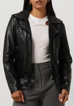 zwarte ibana leren jas moss