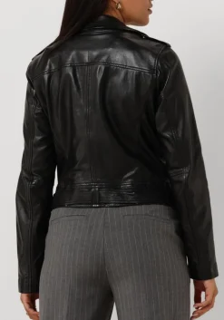 zwarte ibana leren jas moss