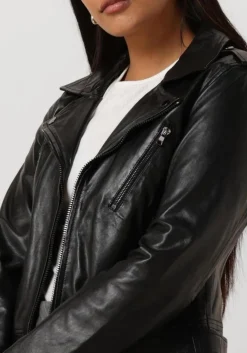 zwarte ibana leren jas moss