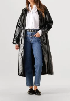 zwarte mon frac mantel coat long craquele