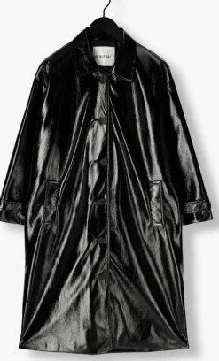 zwarte mon frac mantel coat long craquele