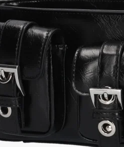 zwarte núnoo schoudertas penny wrinkle