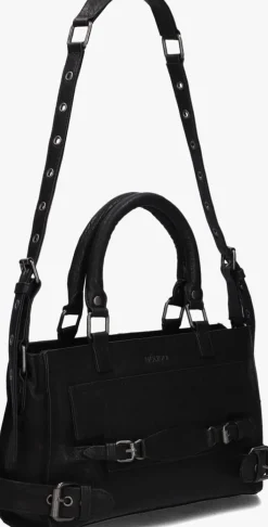 zwarte núnoo schoudertas scarlett buckle rock