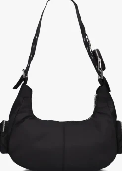 zwarte núnoo schoudertas sally pocket recycled nylon