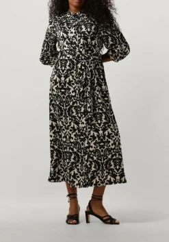 zwarte notre-v midi jurk satin dress one