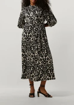 zwarte notre-v midi jurk satin dress one