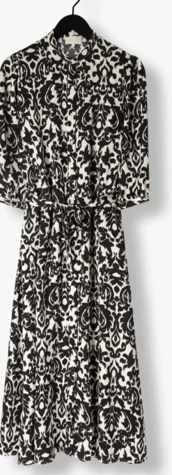 zwarte notre-v midi jurk satin dress one