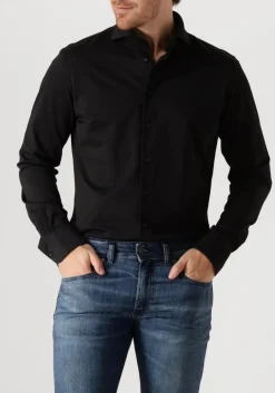 zwarte profuomo klassiek overhemd shirt x-cutaway japanese knitted