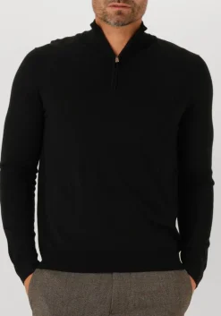 zwarte profuomo trui pullover half zip merino