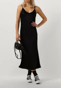 zwarte resort finest midi jurk slip dress