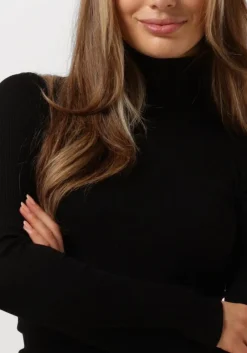 zwarte rosemunde coltrui silk t-shirt w/ roller neck