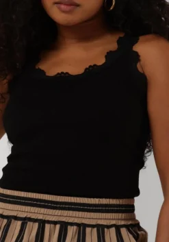zwarte rosemunde top silk top w/ lace