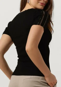 zwarte rosemunde t-shirt benita silk t-shirt w/ lace