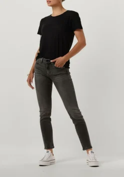 zwarte second female t-shirt peony o neck tee