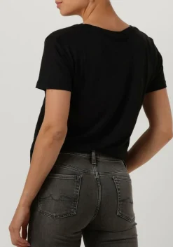 zwarte second female t-shirt peony o neck tee