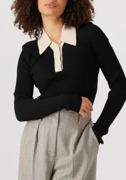 zwarte second female t-shirt josephine knit polo