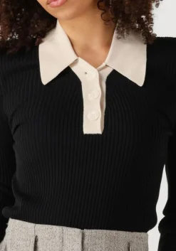 zwarte second female t-shirt josephine knit polo