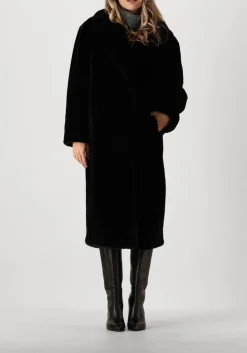 zwarte stand studio faux fur jas maria coat soft