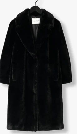 zwarte stand studio faux fur jas maria coat soft