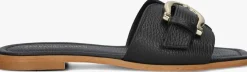 zwarte stefano lauran slippers led 1 band slipper met gesp