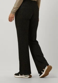 zwarte summum flared broek flared pants mini pattern jacquard