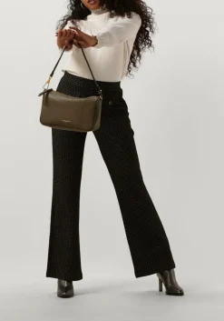 zwarte summum flared broek flared pants mini pattern jacquard