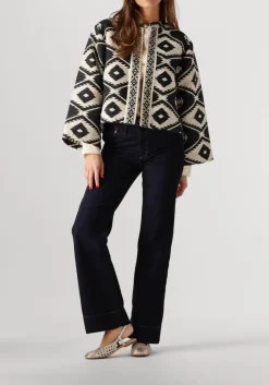 zwarte summum jack short round neck jacket geo aztek