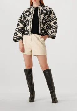 zwarte summum jack short round neck jacket geo aztek