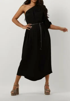 zwarte summum midi jurk dress quinty silky touch