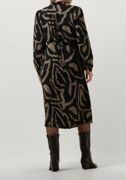 zwarte summum midi jurk dress abstract leaves