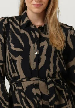 zwarte summum midi jurk dress abstract leaves