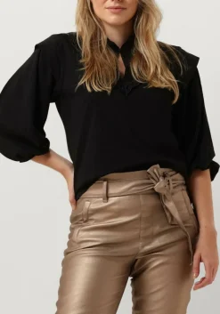 zwarte summum top jersey top 3/4 sleeve jersey and embroidery mic