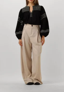 zwarte summum top top embroidered cotton poplin