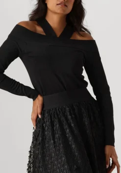 zwarte summum trui bare shoulder top dull